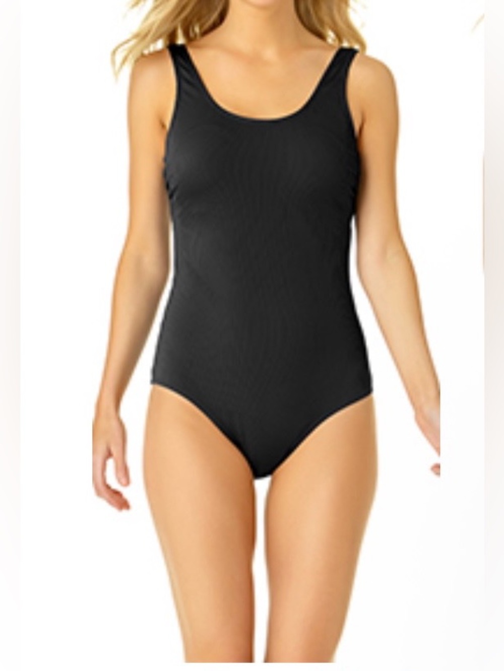 Catalina Size XL  Ribbed Black Scoop Back One Piece Swimsuit￼